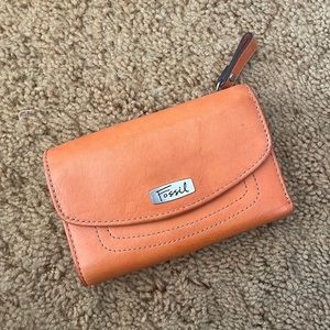 Orange Leather Fossil Wallet 🧡